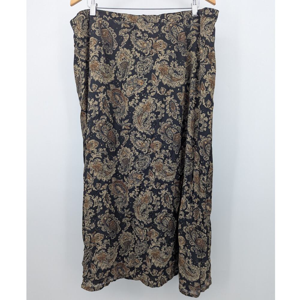 First Issue Liz Claiborne Womens Plus Size 22W Paisley Maxi Skirt Brown Black